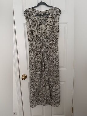H&M Beige Maxi Dress with Black Polka Dots